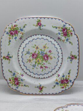 2 Vintage Royal Albert Petit Point Bone China 7 1/2"  Salad / Side Plate
